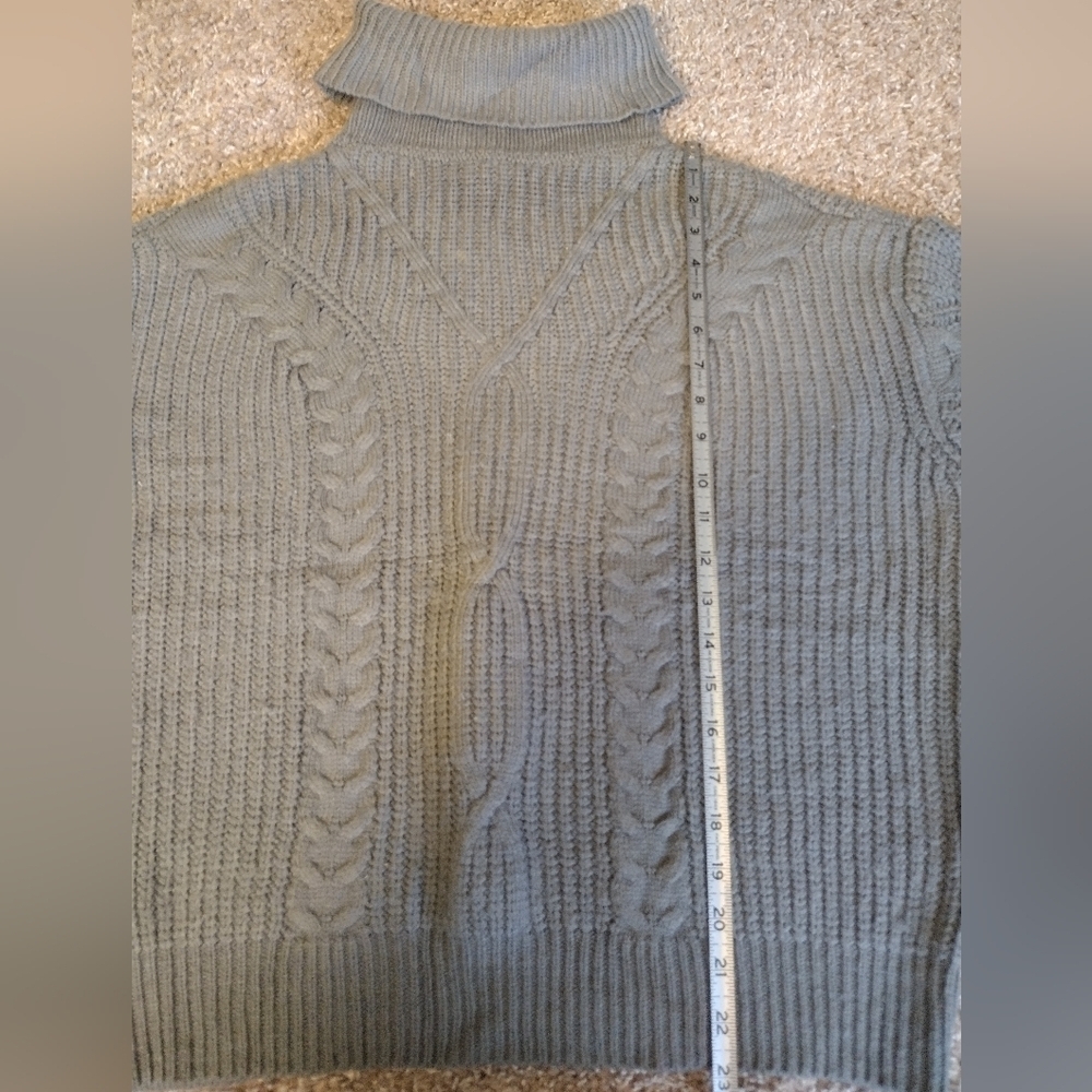 Zesica Turtleneck Chunky Cozy Gray Cable Knit Pullover Sweater Medium - Picture 11 of 11